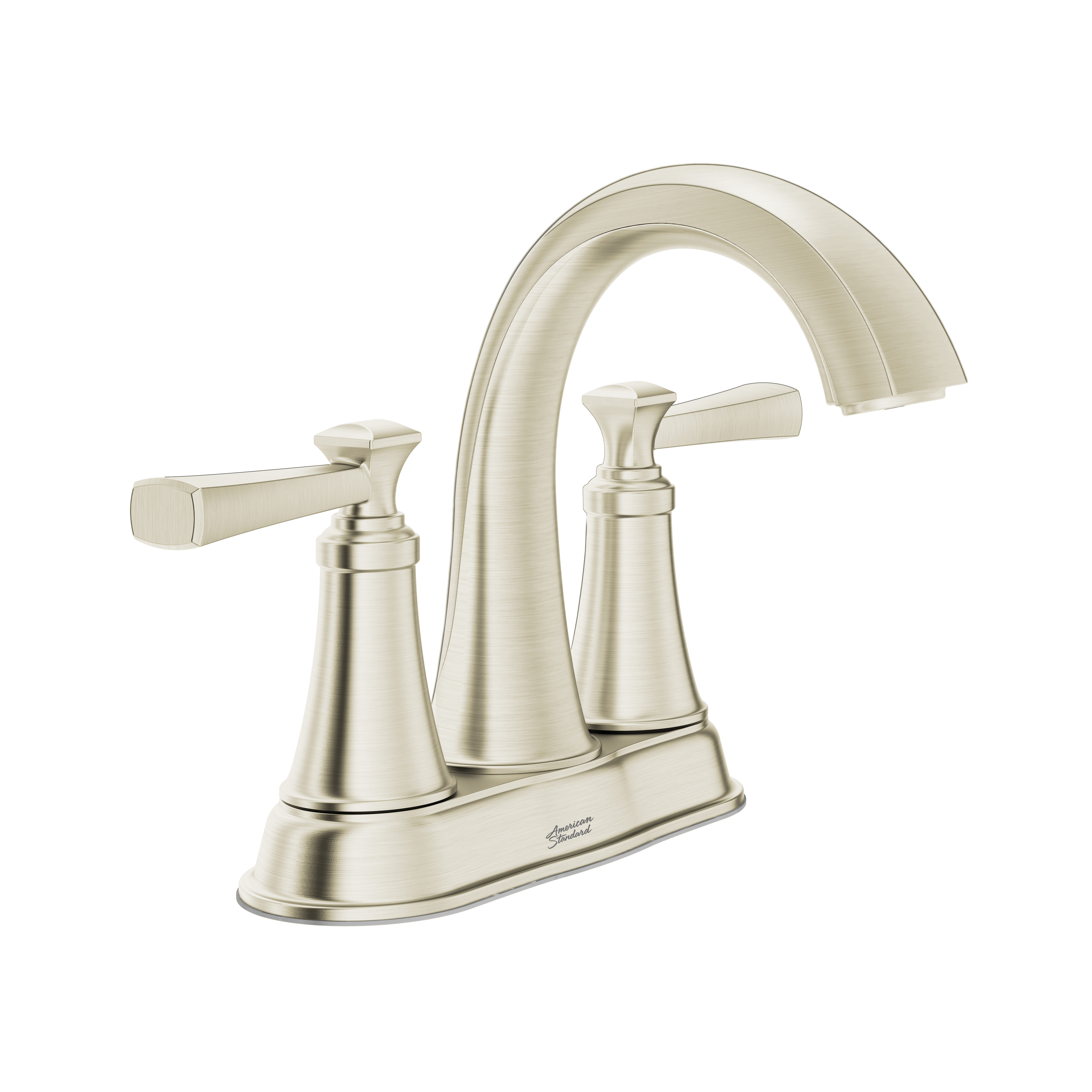 Rumson 4 In Centerset 2 Handle Bathroom Faucet 12 GPM with Lever Handles BRUSHED NICKEL